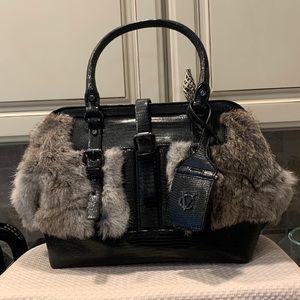 Vince Camuto VC Signature Satchel Liz Satchel Leather/Rabbit Fur collection
